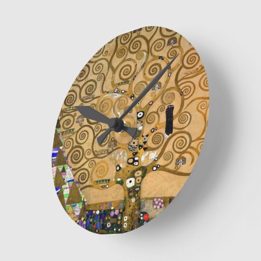黄金の渦巻く生命の木の象徴的なアールデコ ラウンド壁時計 (傾斜)
