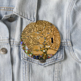 黄金の渦巻く生命の木の象徴的なアールデコ 缶バッジ