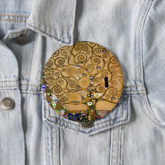 黄金の渦巻く生命の木の象徴的なアールデコ 缶バッジ (インサイチュ)