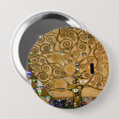 黄金の渦巻く生命の木の象徴的なアールデコ 缶バッジ (正面&裏面)