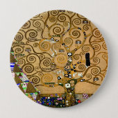黄金の渦巻く生命の木の象徴的なアールデコ 缶バッジ (正面)