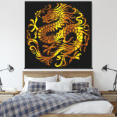黄金の火：ドラゴンの版木、銅版、版画 キャンバスプリント (インサイチュ (寝室))