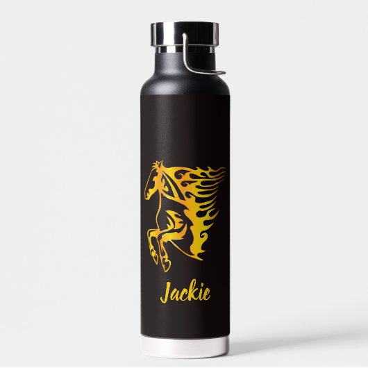 黄金の炎の馬名前をカスタムする ウォーターボトル (左面)