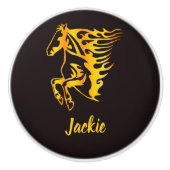 黄金の炎の馬名前をカスタムする セラミックノブ (正面)