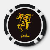 黄金の炎の馬名前をカスタムする ポーカーチップ (裏面)