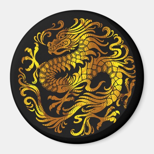 黄金の炎:ドラゴンの彫刻 マグネット (正面)
