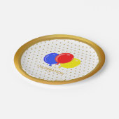 黄金の点と風船 ペーパープレート (アングル)