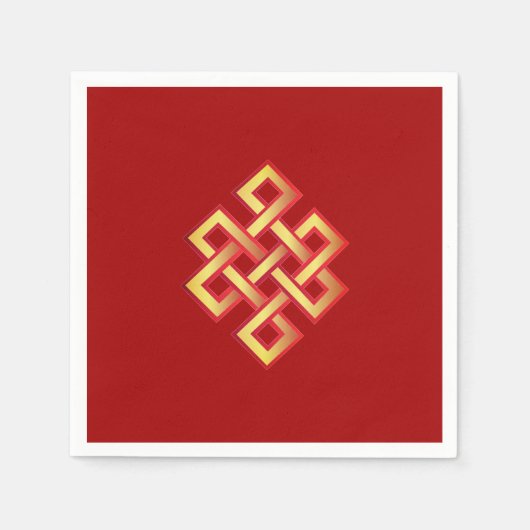 黄金の無限の結び目のバーガンディ赤 スタンダードカクテルナプキン (正面)