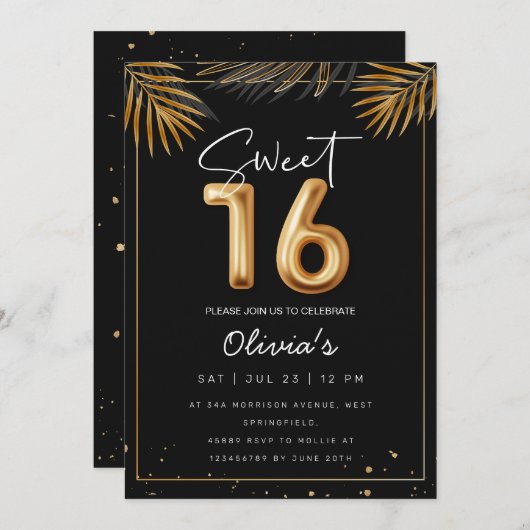 黄金の熱帯のと甘い16葉分 招待状 (正面/裏面)