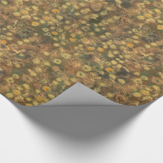 黄金の牧草地、フェルトウールテクスチャのオリーブイエロー ラッピングペーパー (角)