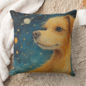 黄金の犬が星空を眺める クッション (ブランケット)