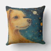黄金の犬が星空を眺める クッション (裏面)