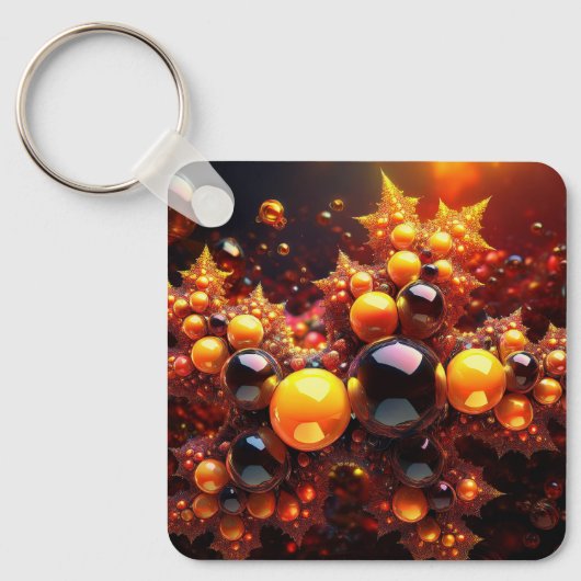 黄金の玉と星のフラクタル キーホルダー (正面)