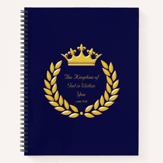 黄金の王冠と神の王国バイブル聖句の注 ノートブック (正面)