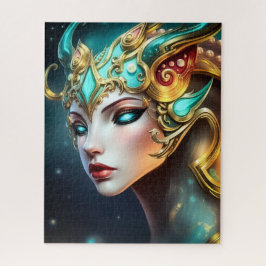 黄金の王冠を持つミスティカルファンタジーの女王の肖像画 ジグソーパズル
