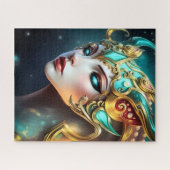 黄金の王冠を持つミスティカルファンタジーの女王の肖像画 ジグソーパズル (横)