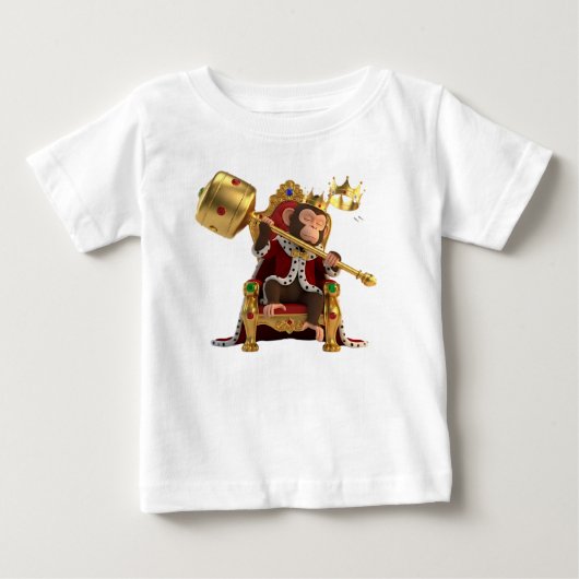 黄金の王座で眠るおサル王様 ベビーTシャツ (正面)