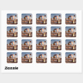 黄金の球体が織りなすシュールな幾何学コンポジション スクエアシール (シート)