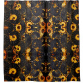 黄金の琥珀の黒ノーチラスのシェルパターン、化石 シャワーカーテン (正面)