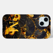 黄金の琥珀の黒ノーチラスのシェルパターン、化石 Case-Mate iPhoneケース (裏面 (横))