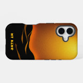 黄金の砂漠の波が夕暮れ iPhone 16ケース (裏面横)