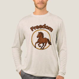 **黄金の砂漠の雄大なアラブ馬** トライブレンドTシャツ