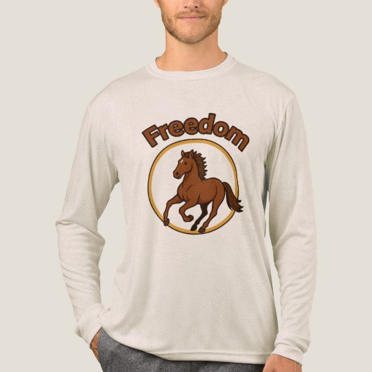 **黄金の砂漠の雄大なアラブ馬** トライブレンドTシャツ (正面)