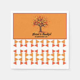 黄金の秋の木々 ハッピー・サンクスギビング グリーティング スタンダードカクテルナプキン