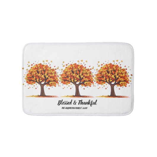 黄金の秋の木の感謝祭の挨拶 バスマット (正面)