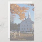 黄金の秋の葉と教会と墓地 便箋 (正面/裏面)