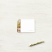 黄金の秋、森の中の道 ポストイット (デスク上)