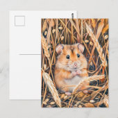 黄金の穀物の中の野原ハムスター ポストカード (正面/裏面)