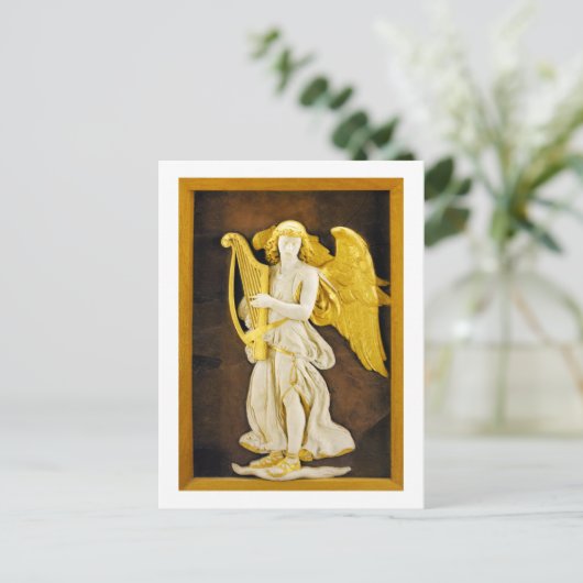 黄金の竪琴と翼を持つ天使 ポストカード (スタンド正面)