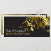 黄金の竹葉のスパのギフト証明書 (正面/裏面)