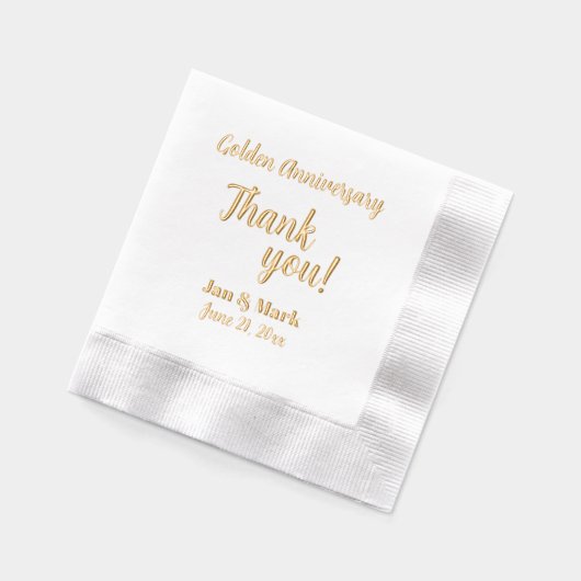 黄金の結婚記念日を様式化した感謝 箔ナプキン (左)