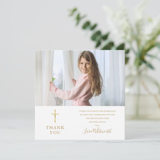 黄金の署名の写真最初の聖餐会 サンキューカード (スタンド正面)