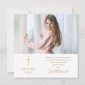 黄金の署名の写真最初の聖餐会 サンキューカード (正面)