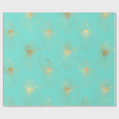 黄金の羽毛のミントの背景 ラッピングペーパー (フラット)