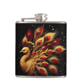 黄金の羽毛威厳のある：白の孔雀 フラスク (正面)