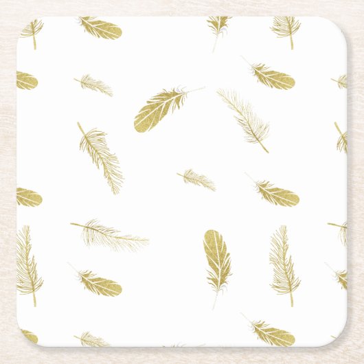 黄金の羽 スクエアペーパーコースター (正面)