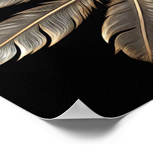 黄金の羽:対称スターバストデザイン ポスター (角)