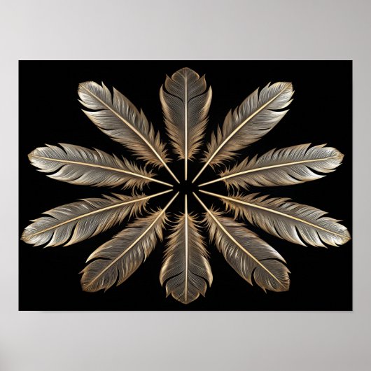 黄金の羽：対称スターバストデザイン ポスター (正面)