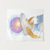 黄金の翼のスニーカー白熱［赤熱］光を放つオン・オルブ タペストリー (正面(横))