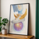 黄金の翼のスニーカー白熱［赤熱］光を放つオン・オルブ ポスター