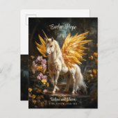 黄金の翼のユニコーン城ペ信じガサス ポストカード (正面/裏面)