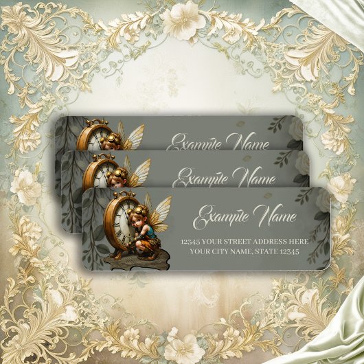 黄金の翼を持つスティームパンクの妖精 ラベル