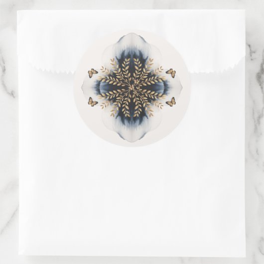 黄金の翼を持つ冬の結婚波 ラウンドシール (バッグ)