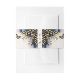 黄金の翼を持つ冬の結婚波 招待状ベリーバンド