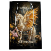 黄金の翼を持つ魔法の森のユニコーン ミディアムペーパーバッグ (正面)