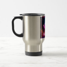 黄金の自転車風光明媚な道のピンクの猫 トラベルマグ